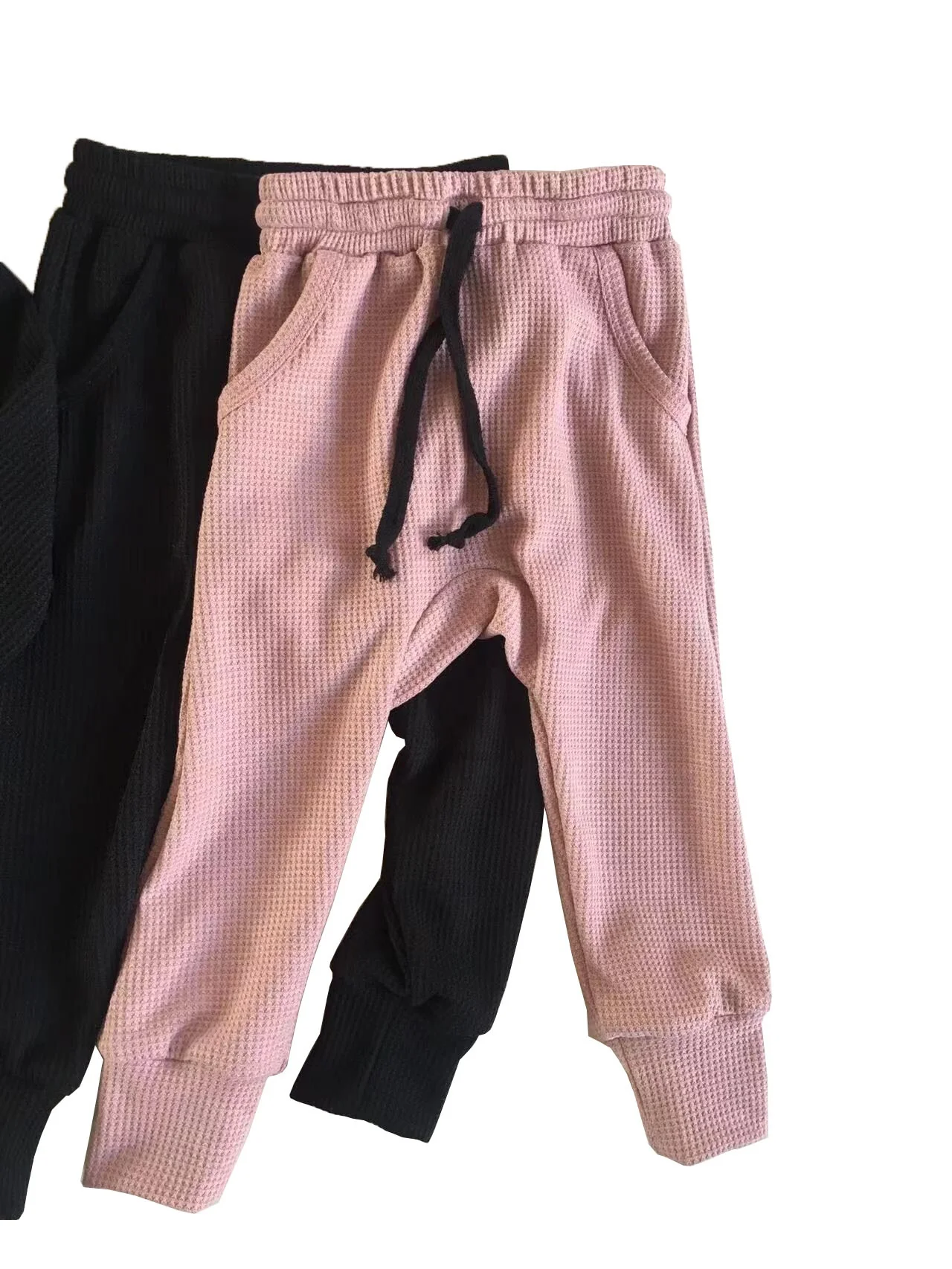 Custom Waffle Cotton Fall Soft Baby Two Piece Outfit Toddler Long Sleeve Hooded and Joggers Clothes Set - Image 6