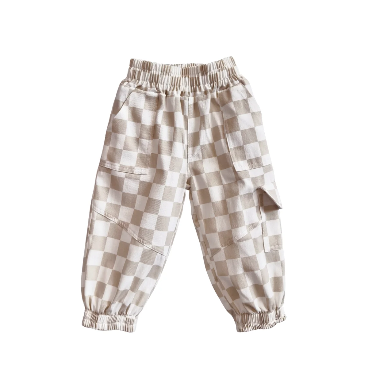 Custom Color Twill Fabric Baby Pants Unisex Plaid Pattern Knitted Design Drawstring for Spring Popular Breathable Baby Clothing - Image 4