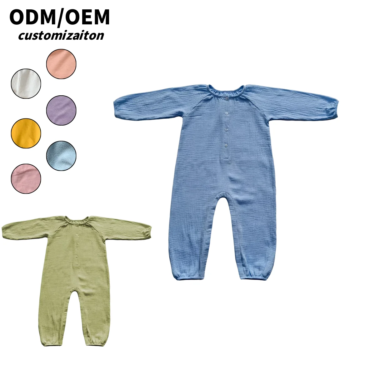 Spring and Autumn Fashionable Crepe Baby Rompers for Kids Long and Close-Fitting Soft Light and Breathable Crepe Suit