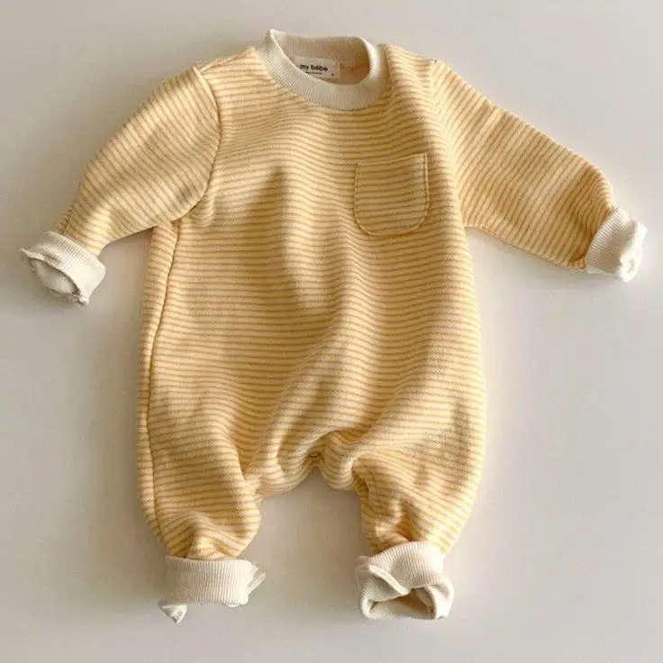 Comfortable Baby Jumpsuit Newborn Long Sleeve Baby Striped One-piece Sweater Baby Onesie Top Baby Spring-autumn Sweater for 0-3T - Image 2