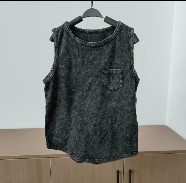Custom Trendy Boy Vintage Acid Wash tank Toddler Girl Casual Style Summer tank Top Cool Boy Clothes Tee