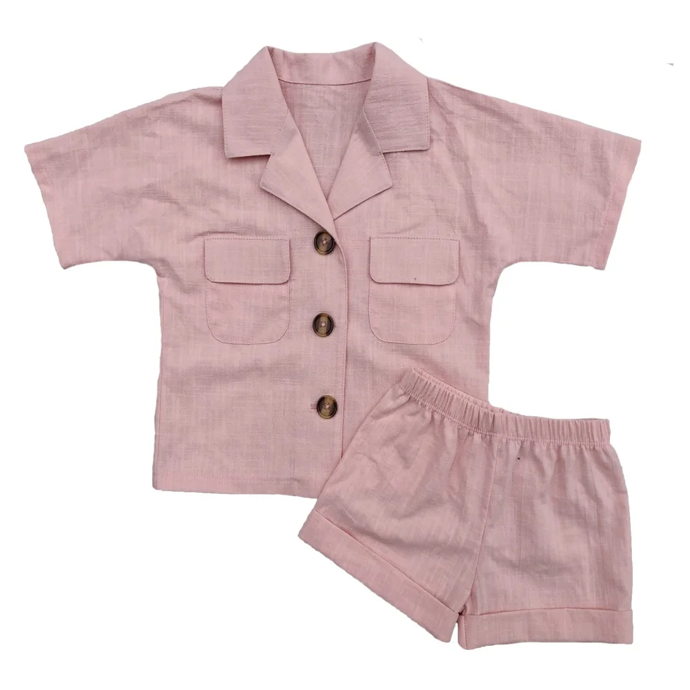 Custom Mommy and Me Baby Linen Cotton Blend Summer Short Linen Clothes Set - Image 2