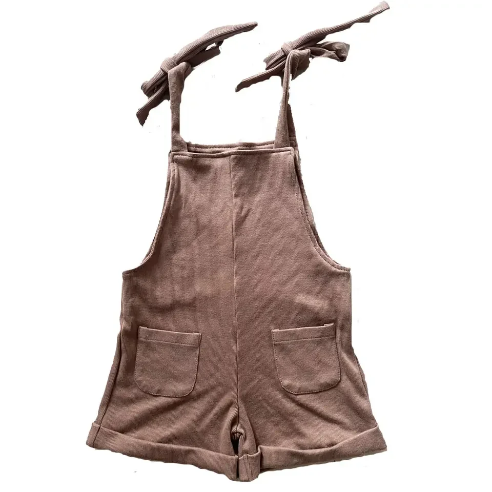 Summer Baby Jumpsuit Rib Lace up Pocket Romper Sleeveless Climbing Suit Baby Clothes - Image 6