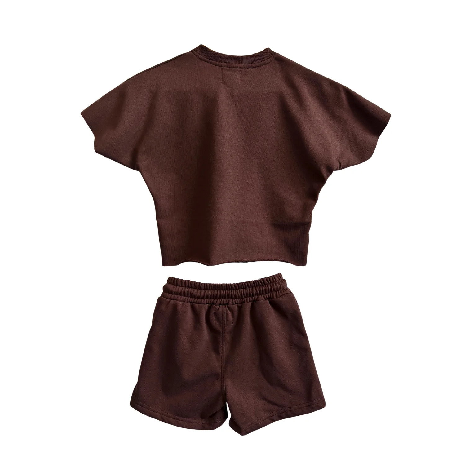 OEM Baby Summer Clothes Solid French Terry Short Sleeved Pullover Shorts Summer Outfit Play Sets - Image 4