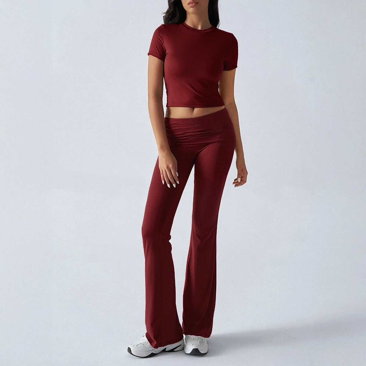 230GSM Modal Women's Crop Tops Tracksuit Wide Leg Pants Trousers Soft Breathable 2PCS Set - Image 5