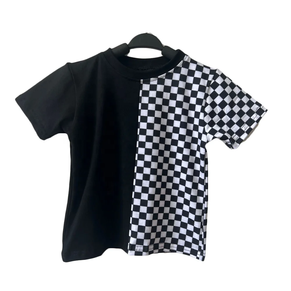 Custom Checkered Block Baby Kids Casual Tee Summer Short Sleeve Unisex Shirt - Image 2