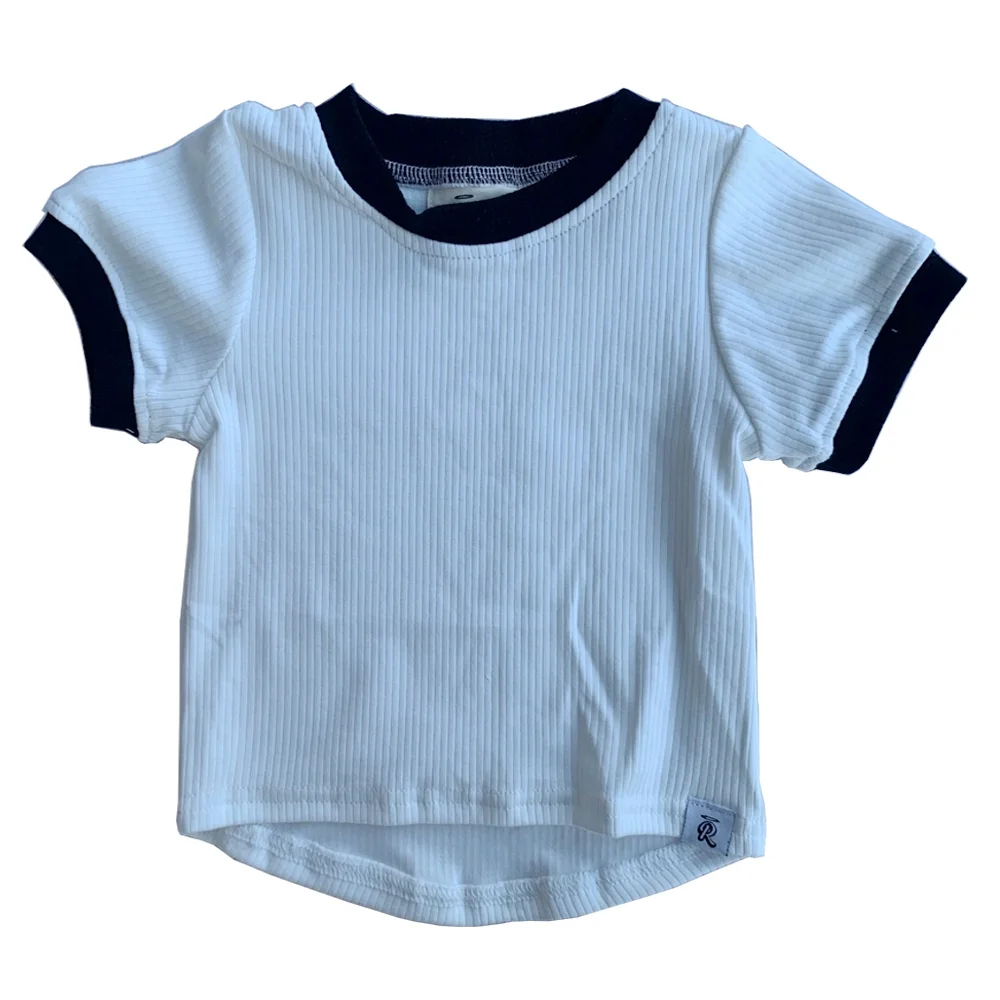 Summer Unisex Rib Cotton Short Sleeve Shirt Solid Ringer Tee with Contrast Trim Casual Top - Image 5