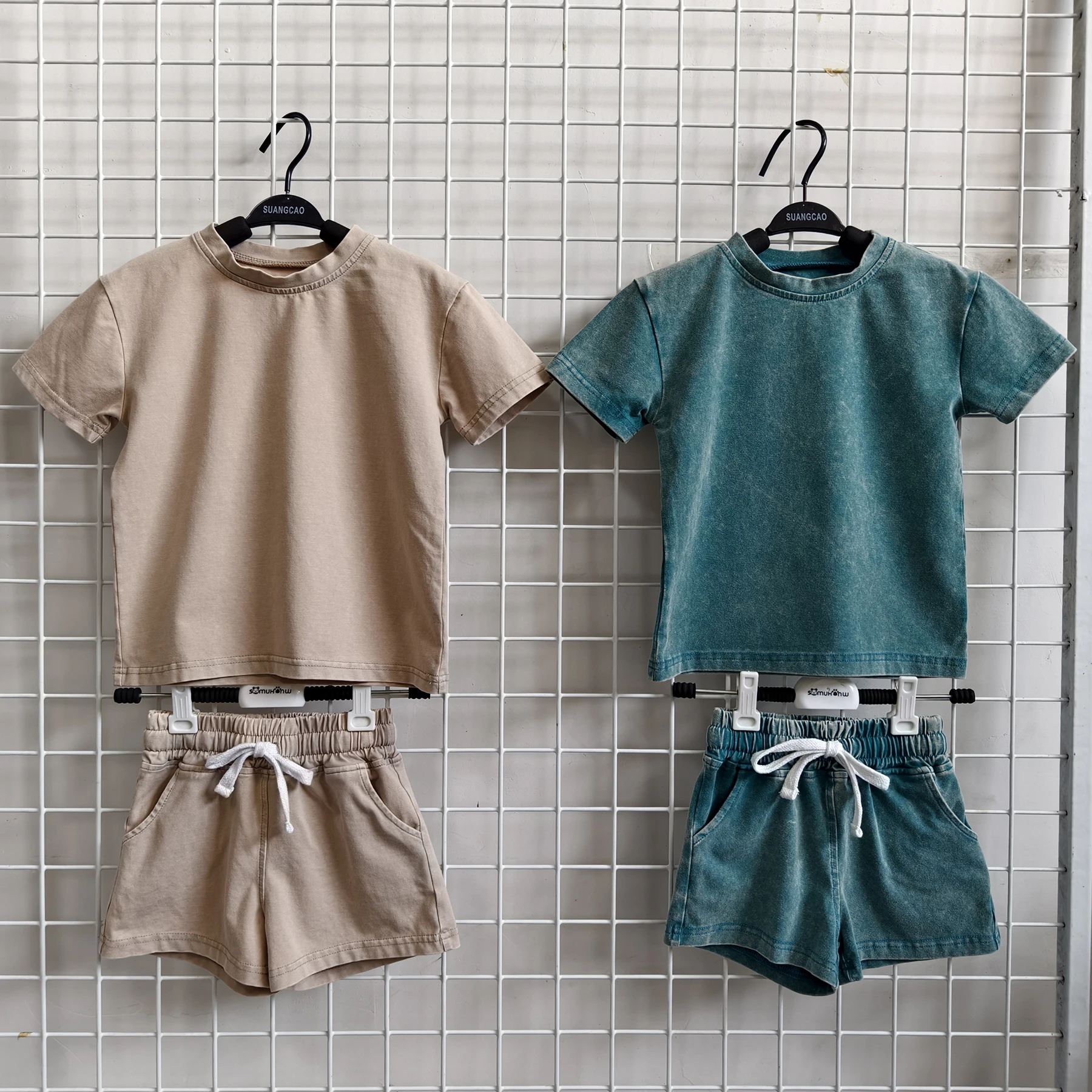 Fashion Baby Vintage Style Acid-Wash Set Custom Cotton Knit Toddler Outfit Daily Outdoor Play Set - Image 6