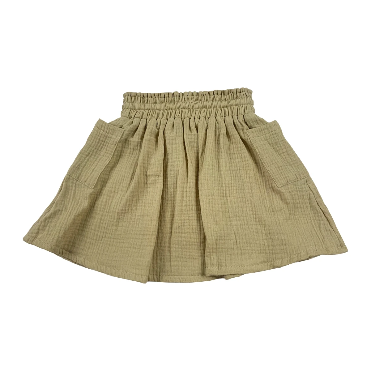 Top Selling Crepe/muslin Cotton Custom Cotton Short Skirt One-piece Girls Skirts with Pocket for Summer - Image 2