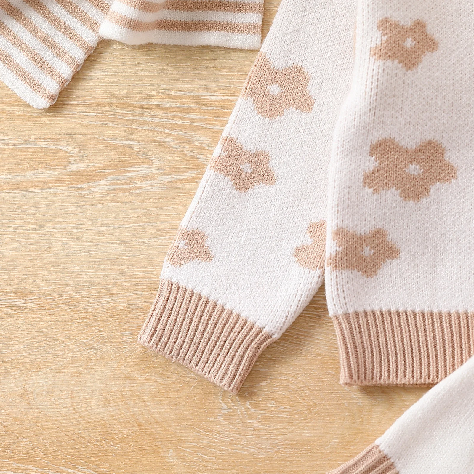 RTS Hot Sell Soft Baby Kids Knit Crop Jumper Floral Cute Knit Sweater Clothes Set - Image 3