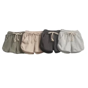 Waffle Shorts Baby Kid Summer Thin Loose Student Movement Wide Leg Casual High Waist Girls' Sweatpants Shorts