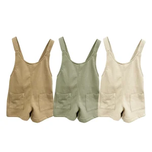 Custom Design Summer Baby Toddler Unisex French Terry Romper Overall with Pocket Baby Casual Cute One Piece Clothing