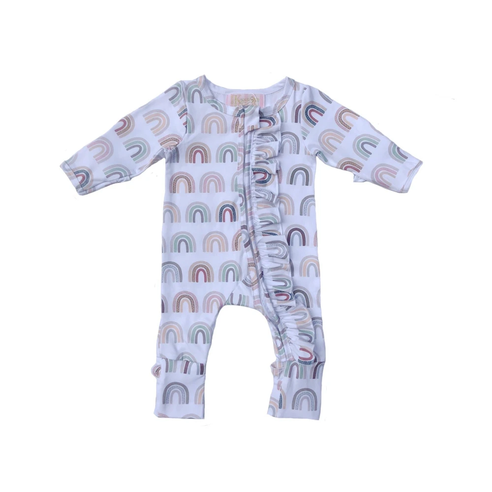 Infant Girls 2pcs Outfit Long Sleeve Pullover Shit with Footie Pant Newborn Baby Vintage Floral Print Rib Pajama Set - Image 5