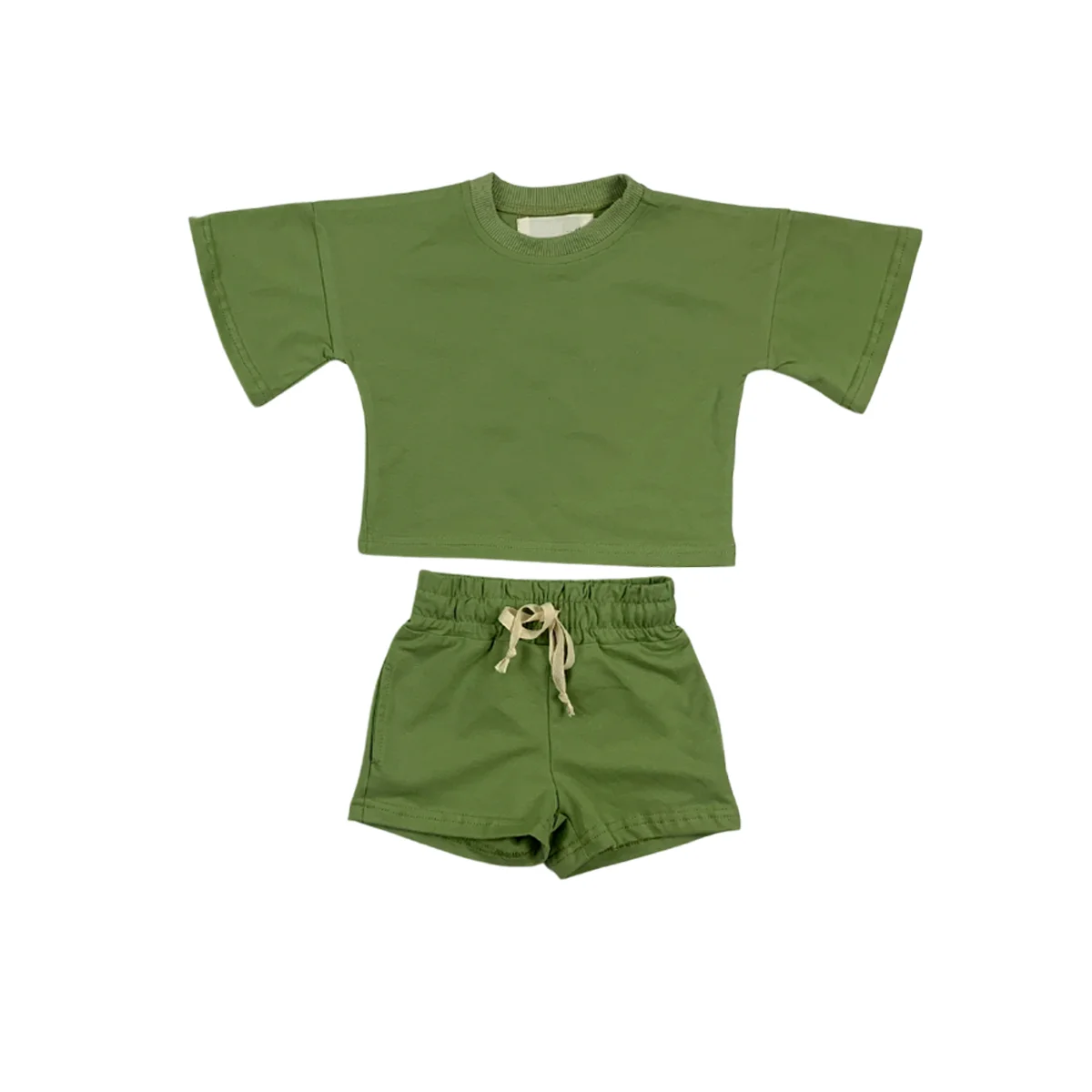 Summer Knitted Cotton Children Baby Flare Sleeve Solid Color T-shirt and Shorts 2pcs Set Toddler Oversized Casual Clothing Sets - Image 5