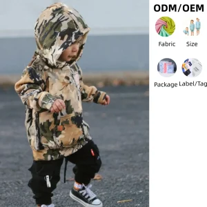 Custom Pattern Kids Boys Sweatshirt Casual Camo Hoodie French Terry Material Baby Tops