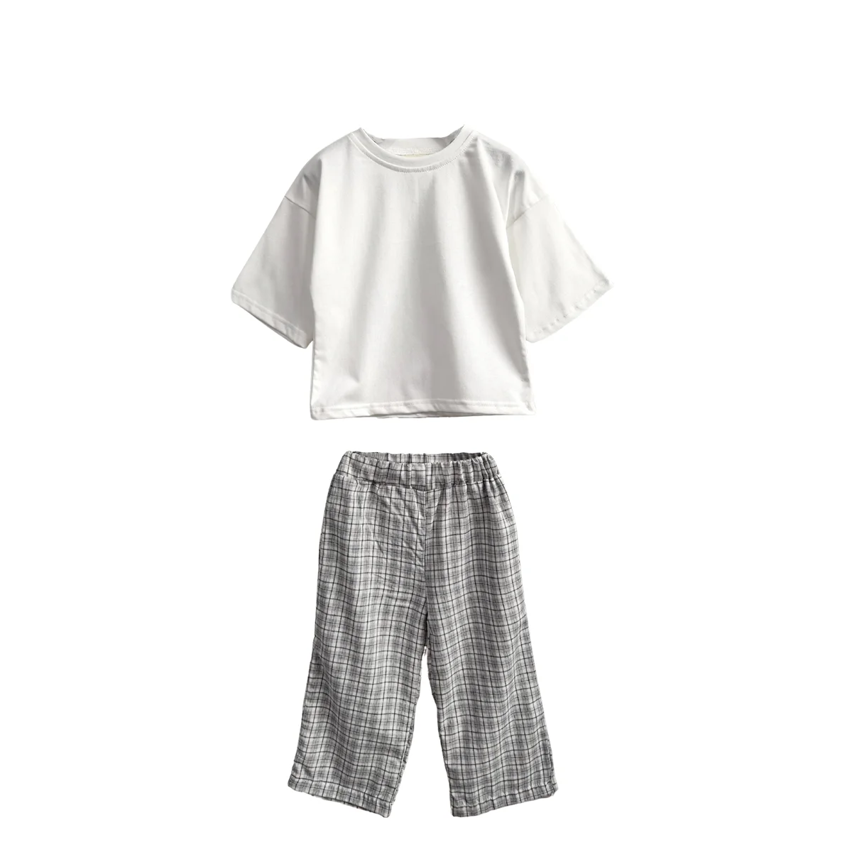 Summer Fashionable All-Cotton Checkered Set for Kids Casual Short Sporty Close-Fitting and Soft Baby Clothing - Image 5
