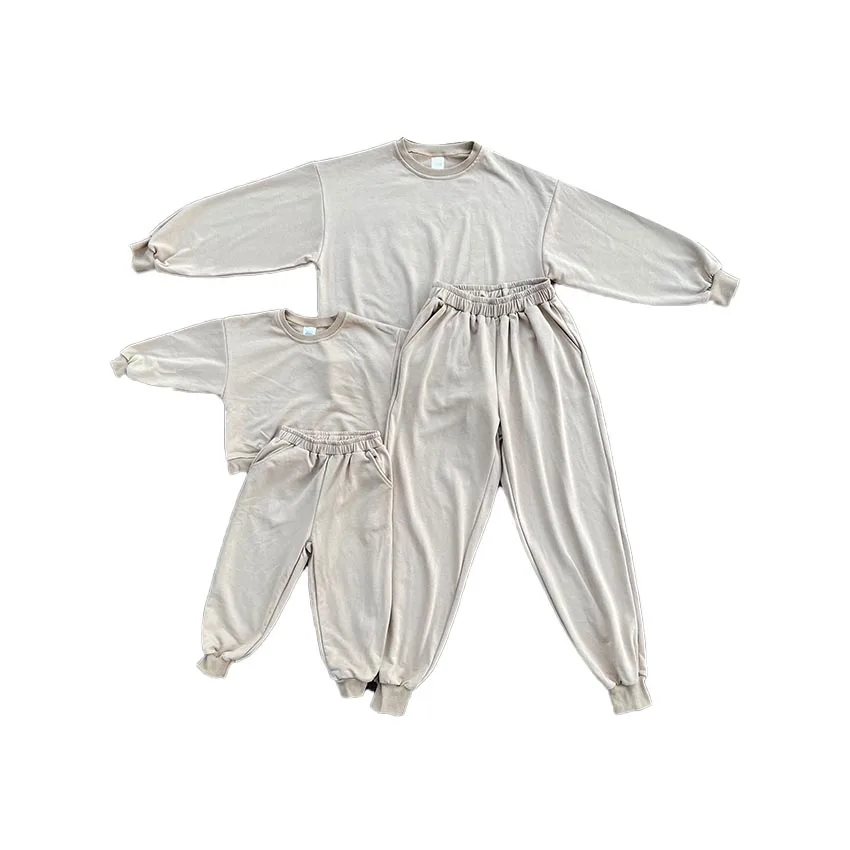 Custom Quality Family Matching Outfit Sets Soft French Terry Mommy and Me Long Sleeves Casual Jogger Lounge Set