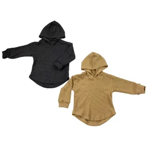 Custom Waffle Glade Hooded Top with Solid Fall Long Sleeves