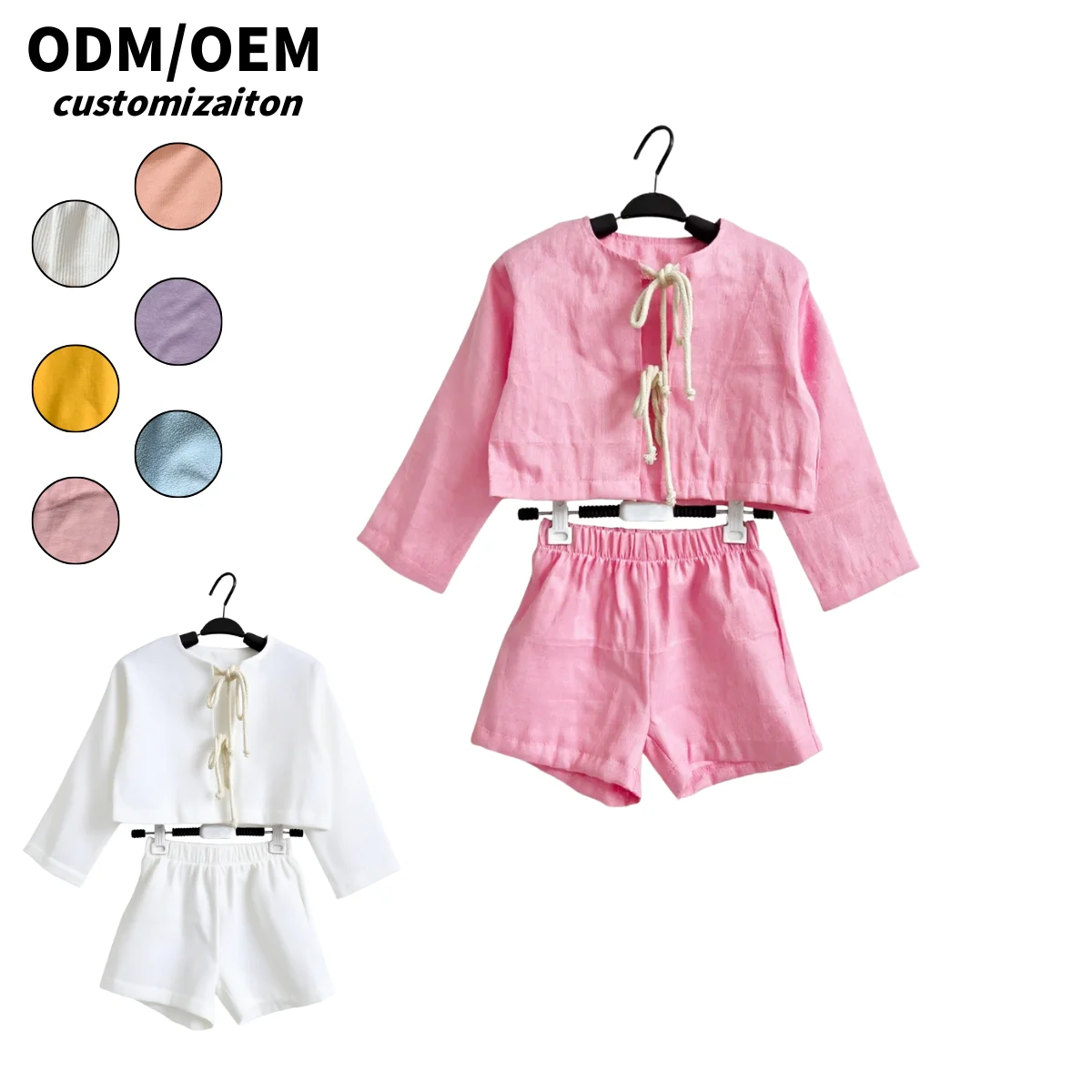 Summer Linen Set for Kids Long-Sleeved and Cool Breathable High-End and Simple Design Close-Fitting and Soft Baby Clothing