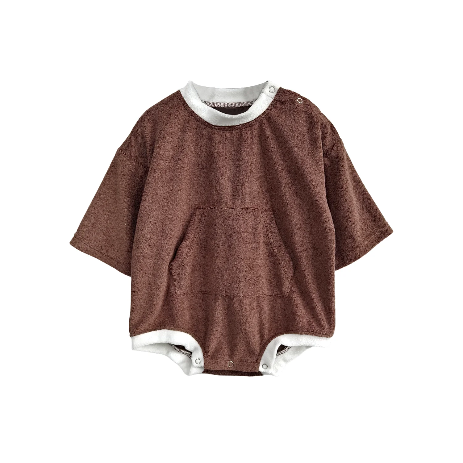 OEM Baby Clothing Bodysuits Baby Announcement, Toddler Boys Girls Terry Cloth Romper Short Sleeve Jumpsuit Outfits - Image 3