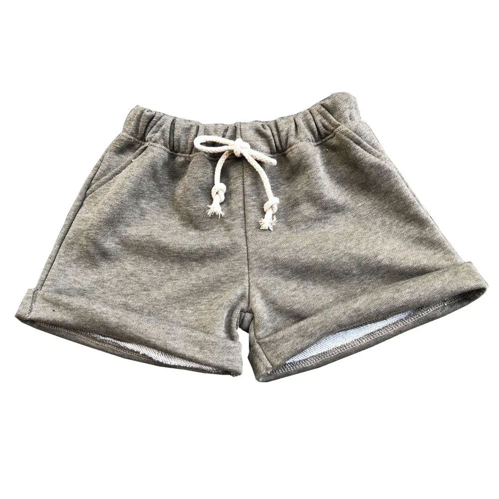 Baby Kid French Terry Slouch Shorts with Rolled Cuffed Legs Casual Elastic Waist Tie Shorts - Image 4