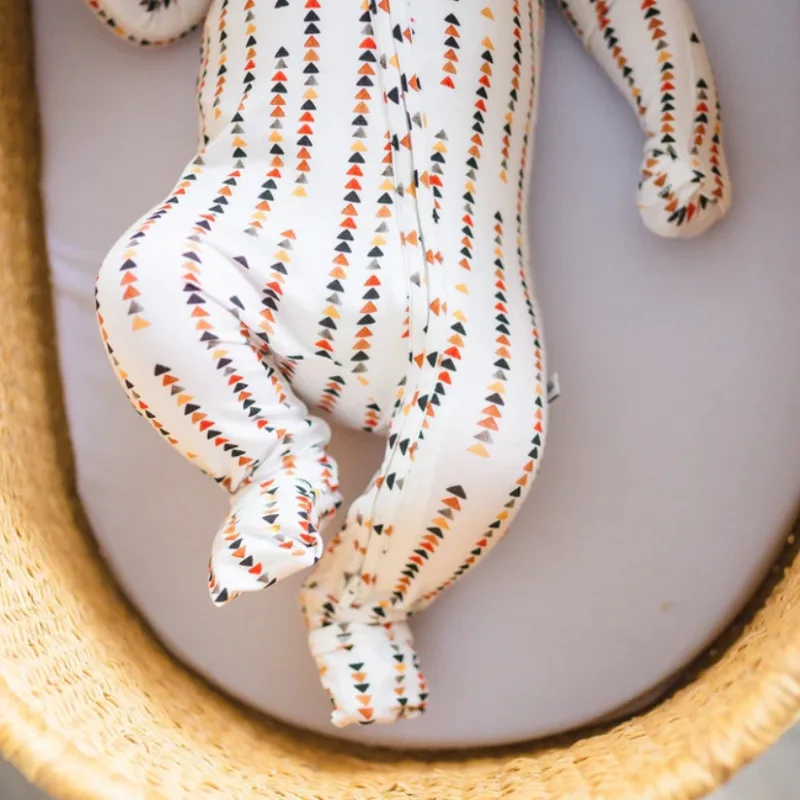 Unisex Custom Kids Bamboo Pajamas Romper Soft Breathable One-piece 2-way Zipper Halloween Pumpkin Ghost Print Knitted Infants - Image 3