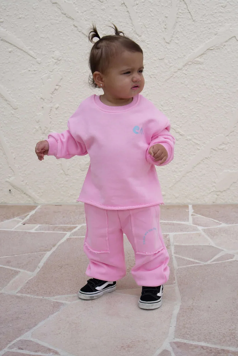 New Arrival French Terry Rolling Hem Tracksuit Set Cute Outdoor Long Sleeve Play Leisure Set - Image 5