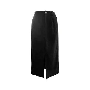 High Quality Black Cotton and Linen+lining Summer Skirt Length Casual Women's Half Length Skirt