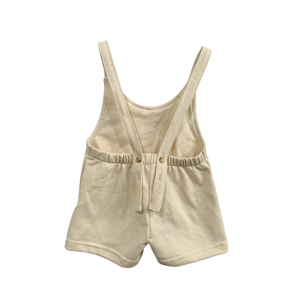 Hot Sell Custom Infant Toddler French Terry Jumpsuit Wooden Button Unisex Baby Solid Color Bubble Rompers - Image 5