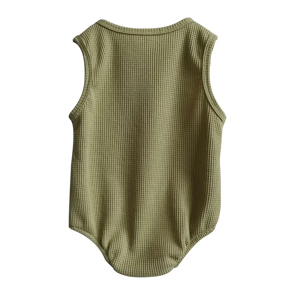 2024 Summer Newborn Baby Girl Boys Waffle Cotton Sleeveless Romper Bodysuits Jumpsuit Toddler One-pieces - Image 3