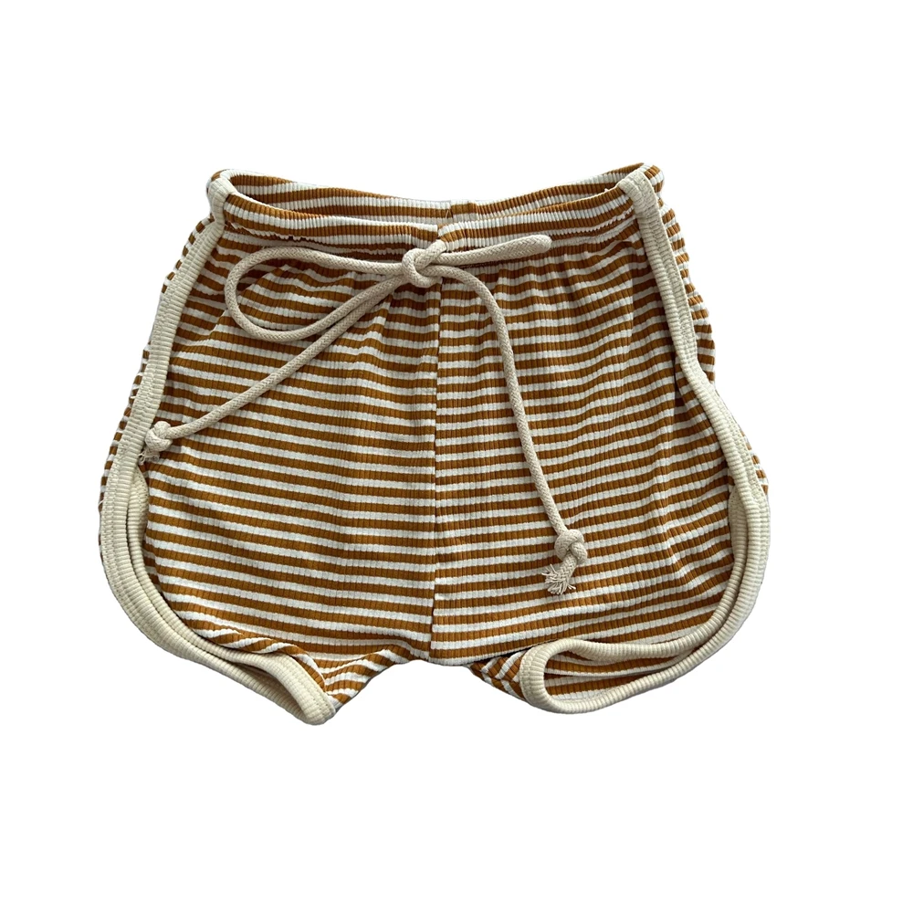 Infant Toddler Baby Striped Ribbed Casual Shorts Boutique Drawstring Summer Boys Girls Bloomer Shorts - Image 5