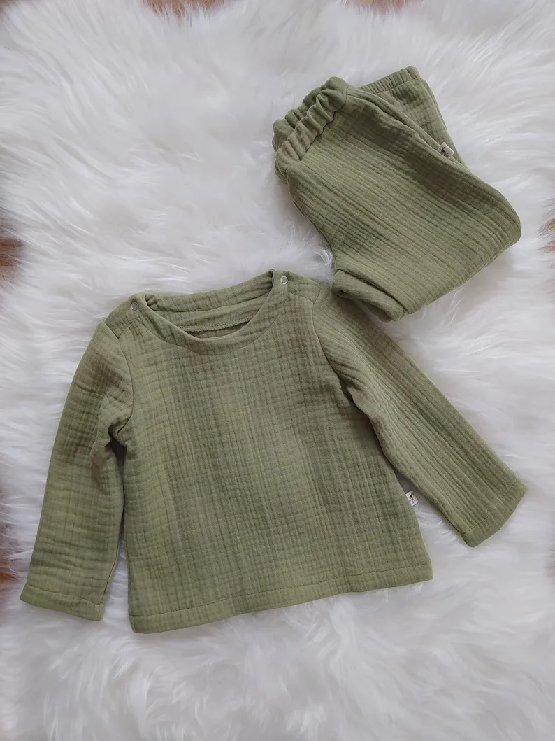 New Specials Newborn Babys Muslin Pajamas Toddler Custom Sets for Spring Boys Girls - Image 2