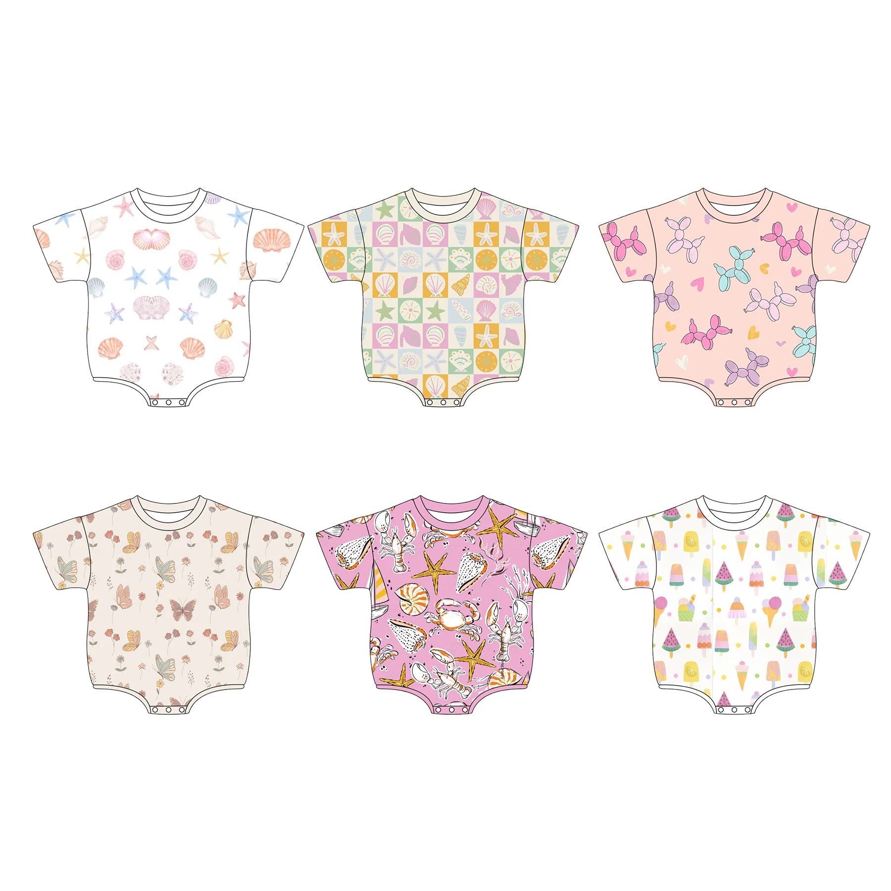 Summer Customized Digital Pattern Cotton Knit Bubble Romper Oversized Sweatshirt Baby Boy Jumpsuit Baby Girls Clothes - Image 2