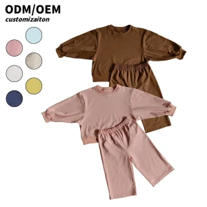 Solid Casual Pullover Baby Sweaters Pants Set Custom Logo Kids Clothing for Autumn Spring Jogging Children's Jogger Set
