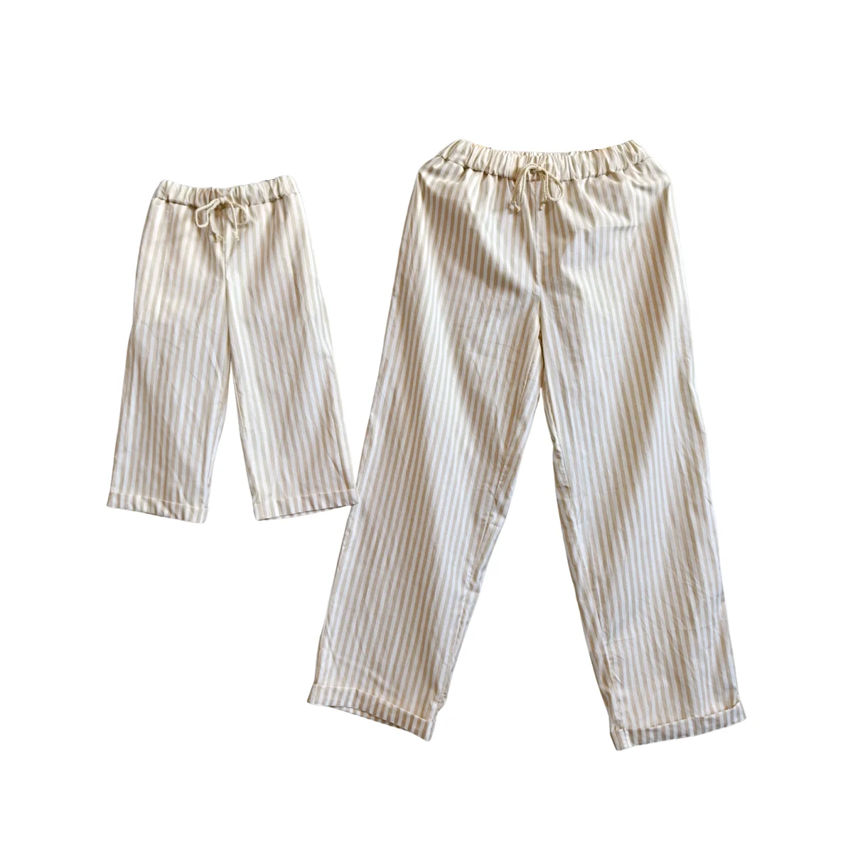 Custom Family Matching Trousers Parent-Child Matching Striped Pants Elastic Waist Drawstring Straight Leg Trousers for Family - Image 2