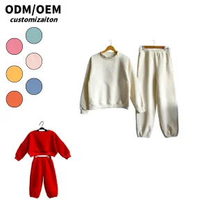 Mommy and Me Matching Sets Sweatshirt and Pants Set Winter Adult Tracksuit Warm Fleece Outfit