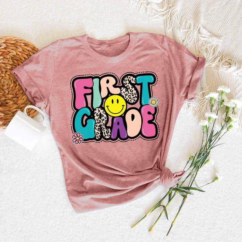 Summer Fashionable Trendy Short Cotton T-Shirt for Kids Cute and Sweet Rainbow-Themed for Back-to-School Season - Image 2