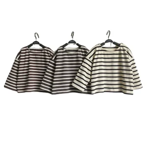 New Design Jersey Cotton Solid Color Fallow Soft Striped Mommy and Me Shirt for Autumn