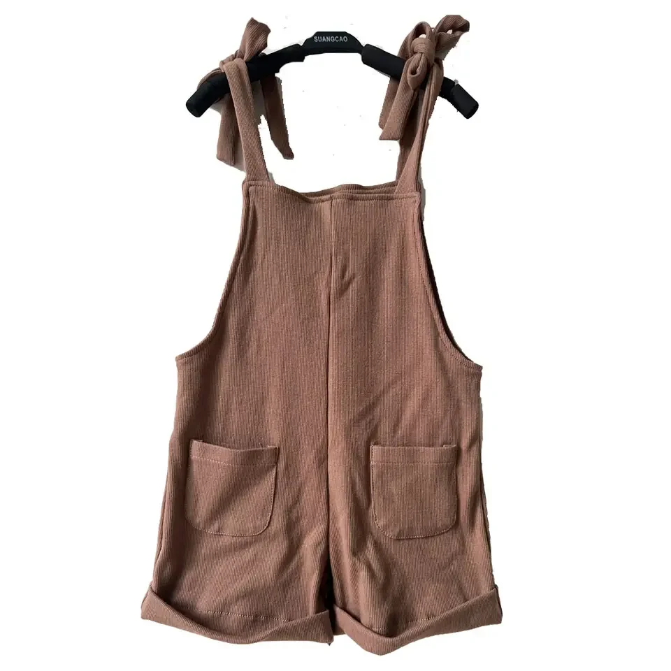 Summer Baby Jumpsuit Rib Lace up Pocket Romper Sleeveless Climbing Suit Baby Clothes - Image 5
