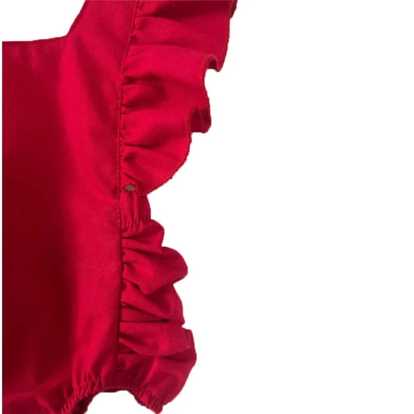 Red Jumpsuits Baby Girl One-piece Baby Cute Princess Baby Blank Rompers Organic Knit Cotton Romper - Image 5