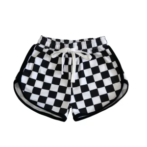 Toddler Summer Unisex Checkered Shorts Gender Neutral Kids Knitted Cotton Casual Shorts