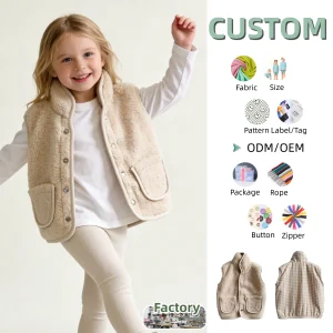 Children's Winter Vest Casual Jacket Girl's Lambskin Sweater Fabric Coat Quilted Warm Coat Girl's Top Fashionable Baby Jacket