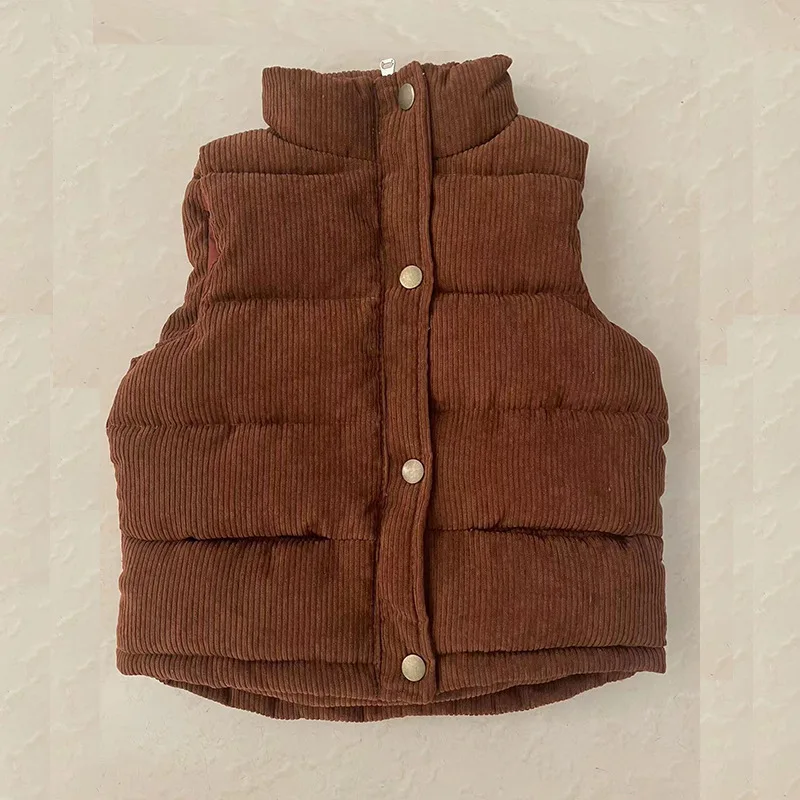RTS Children's Vests Autumn and Winter Toddler Solid Color Outside Wear Casual Boys and Girls Corduroy Coat - Image 5