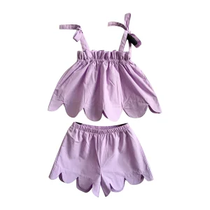 Hot Sale 100% Cotton Solid Color Cute Soft Unisex Suspenders Vest Set for Summer Kids