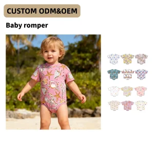 Summer Customized Digital Pattern Cotton Knit Bubble Romper Oversized Sweatshirt Baby Boy Jumpsuit Baby Girls Clothes