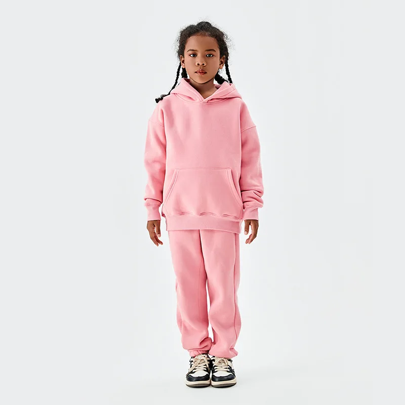 Comfortable Kids Set Children's Autumn-Winter Merlot Set Baby Hoodie Pullover Set Spring Long Sleeve 350G Boys and Girls Set - Image 3