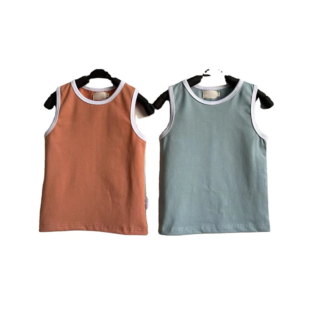 Custom Elastic Cotton Summer Baby Toddler Boy tank Top Shirts Clothes