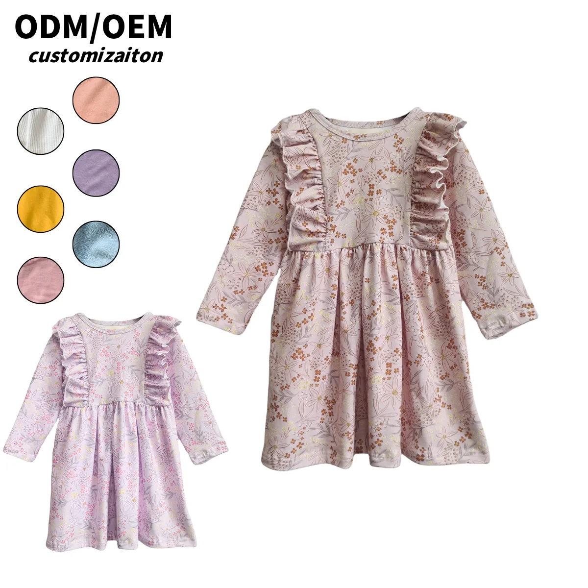 Fashionable and Trendy Girls Dress Spring & Autumn Kids Long-Sleeved Unique Bright Knitted Cotton Printed Skirt