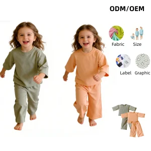 Daily Wear Unisex Baby Toddler Custom Unisex French Terry  Set 2 Pieces Leisure Oversize Set Kids Clothes Set