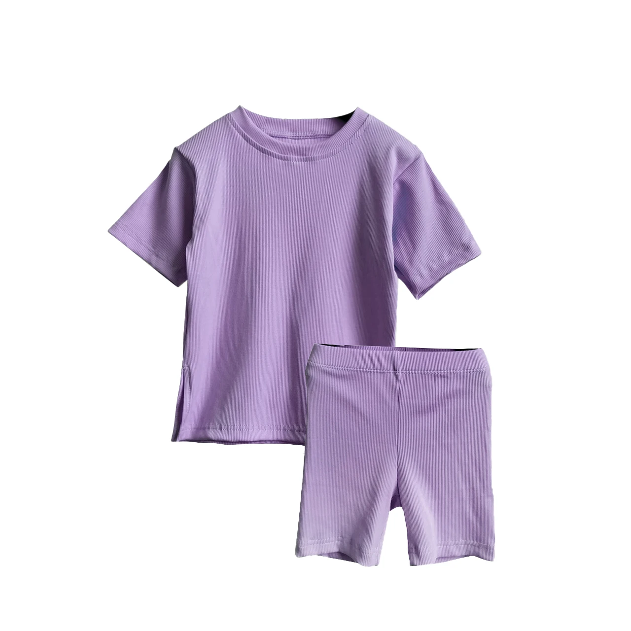 Mommy and Me Matching 2 Piece Set Summer Short Sleeve Mamas and Kids Bamboo T-shirt Biker Shorts Set - Image 2